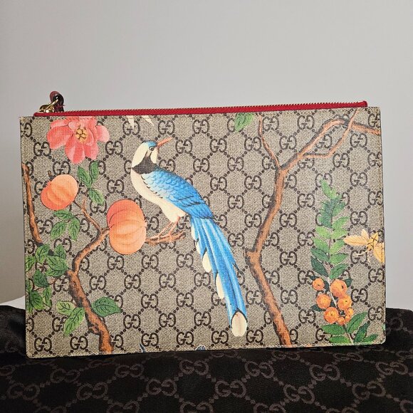 Gucci GG Supreme Canvas Tian Zip Pouch with Dust Bag - EUC - Picture 1 of 7